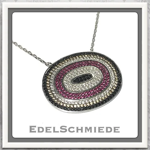 Edelschmiede925 Halskette mit rhodiniertem 925 Silber - Elegante Halskette aus rhodiniertem Sterlingsilber, perfekt für jeden Anlass. Hochwertige Verarbeitung und stilvolles Design für zeitlose Schönheit.