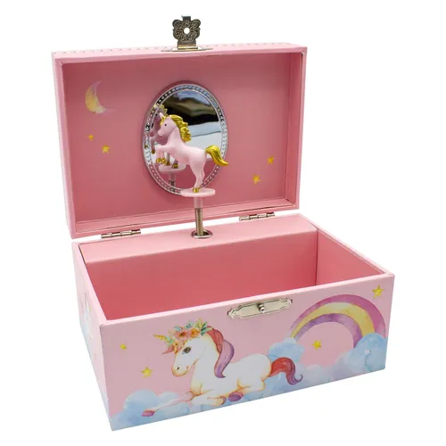 GICO Kinder Spieluhr Schmuckkästchen für Mädchen Schmuckbox pink, Einhorn -92059