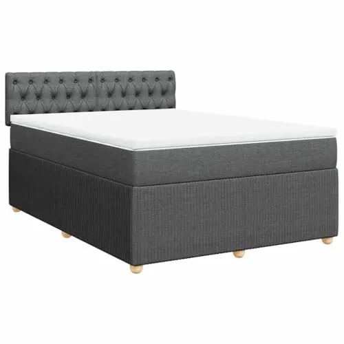 vidaXL Boxspringbett Dunkelgrau 140x190 cm mit Matratze von vidaXL