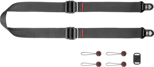 Peak Design Slide Lite (2. Gen.) Schwarz 155SLLBK3 - Vielseitiger Kameragurt für Kompakt-, System- und leichte Spiegelreflexkameras, verstellbar von 99 bis 145 cm, leicht verstaubar und mit Schnellbefestigungsankern für einfache Handhabung.