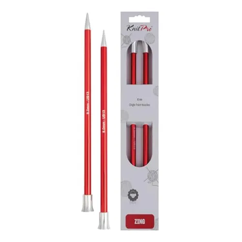 Knit Pro Zing Jackennadeln-35 cm-9,00 mm, Rot