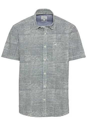 camel active Herren Kariertes Kurzarmhemd Dunkelblau - T-Shirts für Herren, luftiges Baumwollmaterial für hohen Tragekomfort und praktische Brusttasche für Essentials