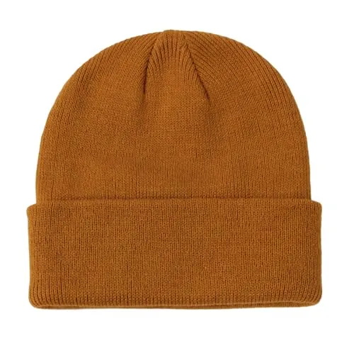 axy Kinder Winter Beanie Strickmütze mit breiter Krempe für Jungs und Mädchen von 1-6 Jahren, Kindermütze Jungen Kleinkind (Orangebraun)