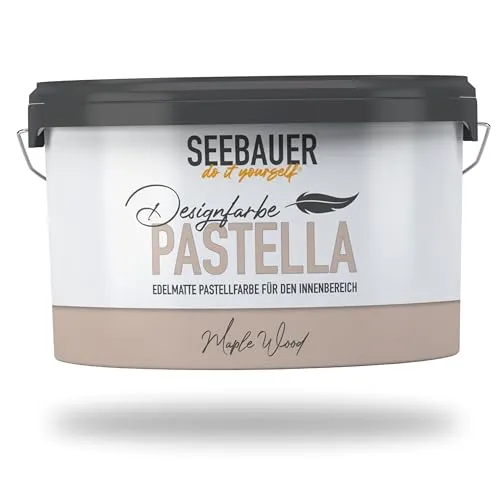 SEEBAUER diy Pastellfarbe PASTELLA Braun 2,5L (Maple Wood) Edelmatte Wandfarbe Braun - Innenfarbe sehr hohe Deckkraft - Matt, Abwaschbar und Tropffrei