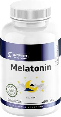 Melatonin Tabletten – 200 vegane Tabs für ruhigen Schlaf & schnelleres Einschlafen – sanfte Abendroutine – leicht zu schlucken – INSPORT