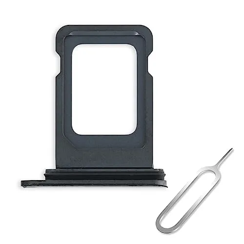 Cemobile Einzelner SIM-Kartenhalter Ersatz für iPhone 11 Pro/iPhone 11 Pro Max mit wasserdichtem Gummidichtungsring + SIM-Kartenfach, offener Auswurfstift (schwarz)