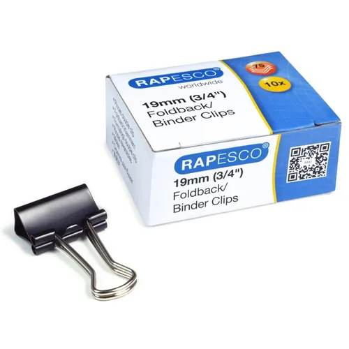 Rapesco Foldbackklammern Schwarz 1,9 Cm 1429 | 5018505010726 80