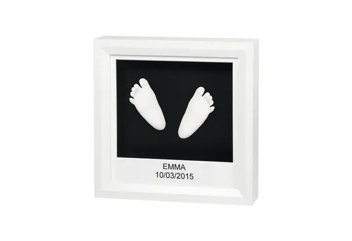BABY ART Handabdruck-Set 3D Baby Hand & Fuß Gipsabdruck Fußabdruck Handabdruck, Komplettset 21x21x5 cm Schwarz Weiß mit Bilderrahmen