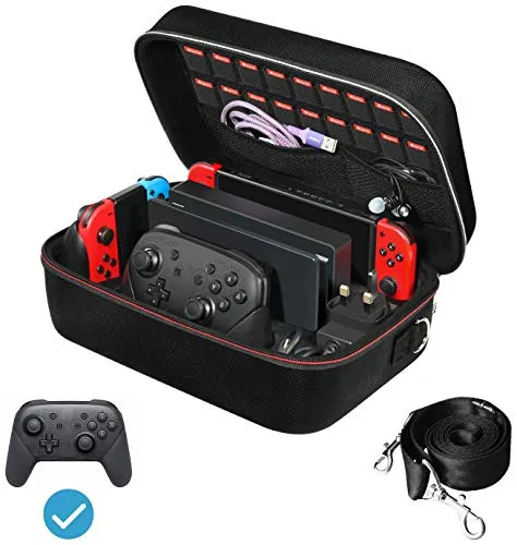 ivoler Tasche für Nintendo Switch & OLED - Deluxe Harte Tragetasche - Schutz- und Tragetasche für Nintendo Switch & OLED: Robustes Design mit maßgeschneidertem Schaum für optimalen Schutz und Organisation, inklusive Schultergurt für komfortables Reisen.