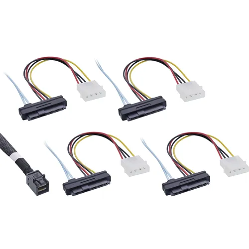 InLine Internes SAS-Kabel 1m - SCSI-Kabel & Adapter - Hochwertiges 4-Lane Mini SAS HD Kabel für stabile Datenübertragung und interne Stromversorgung, ideal für Server- und Speicherlösungen.