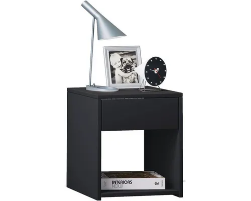 VCM Sledo Mini Nachttisch aus Holz, Schwarz