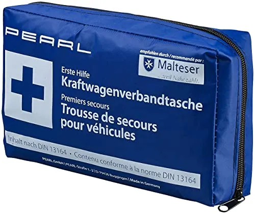 PEARL Verbandskasten: Marken-KFZ-Verbandtasche, geprüft nach DIN13164 (2022) (Kfz Verbandskasten, Auto, Handschuhe)