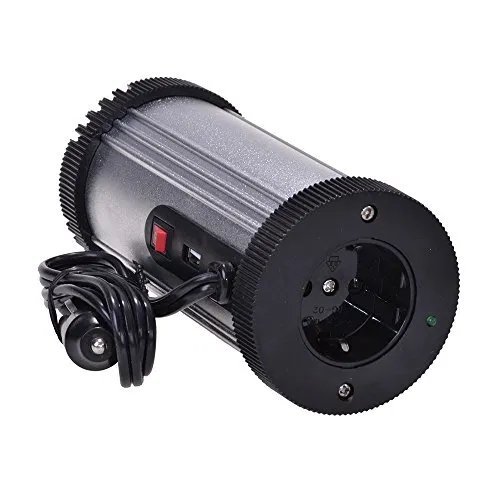 Filmer Spannungswandler Aluminium 150W mit USB - Spannungswandler für Dosenhalter, ideal für unterwegs mit LED-Anzeige und integriertem Lüfter. Perfekt zum Laden von Geräten wie Laptops und MP3-Player im Auto.
