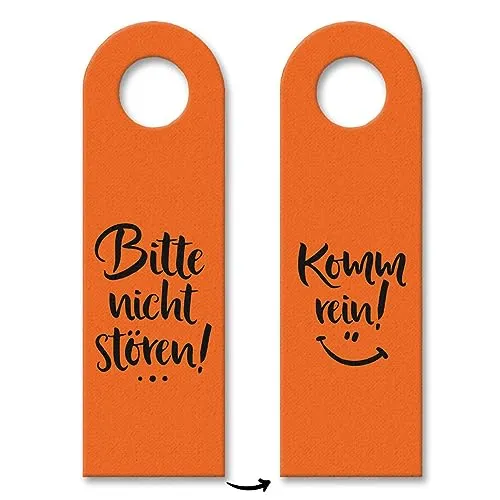 Nicht stören oder Komm rein Türhänger in Orange mit lachendem Gesicht Zimmertüre