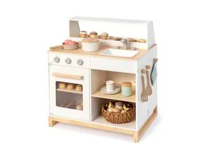 MUSTERKIND® Spielküche Prunus - Spielmöbel aus FSC®-zertifiziertem Holz, mit drehbaren Bedienknöpfen und viel Zubehör, ideal für kreative Rollenspiele ab 3 Jahren.