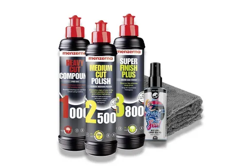 Menzerna Autopolitur Set mit Mikrofasertuch – Hochglanzpolitur und Detailer