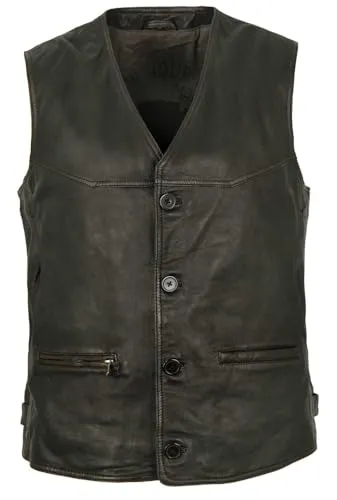 Maddox Herren Echtleder Weste Schwarz-Beige, Größe 60 - Klassische Herrenweste aus weichem Lammnappa mit V-Ausschnitt. Praktische Taschen und normale Passform für optimalen Tragekomfort. Ideal für stilvolle Anlässe.