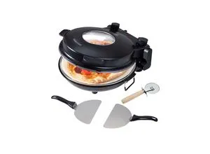 Heidenfeld elektrischer Pizzaofen Napoli 1200 Watt - 400°C, großes Sichtfenster und Überhitzungsschutz für perfekte Pizza wie beim Italiener