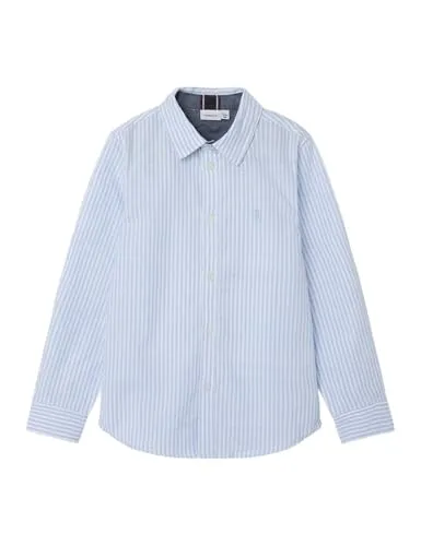 NAME IT Jungen Nkmnewsa Ls Shirt Noos Hemd, Campanula 1, 122-128 EU - Hemden für Jungen mit Knopfverschluss und regulärer Passform, ideal für jeden Anlass, mit stylischem Stickereimotiv auf der Brust.