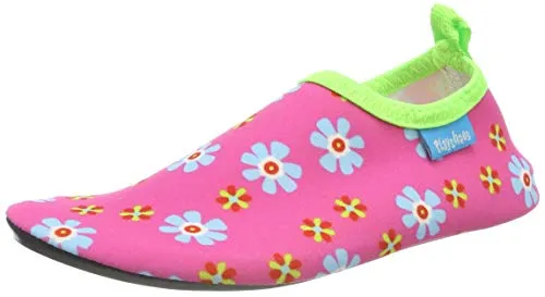 Playshoes Barfuß Badeslipper Aqua-Schuhe, Pink Blumen, 22/23 EU