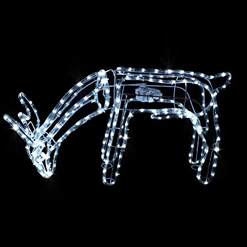Pridea LED Rentier Leuchtfigur Weihnachtsdeko Figuren motorgesteuerter Kopf Weihnachtsfigur mit 216 LEDs 36 Funkel Weihnachtsbeleuchtung für Innen und Außen Weihnachtsdekoration Lichterschlauchfigur