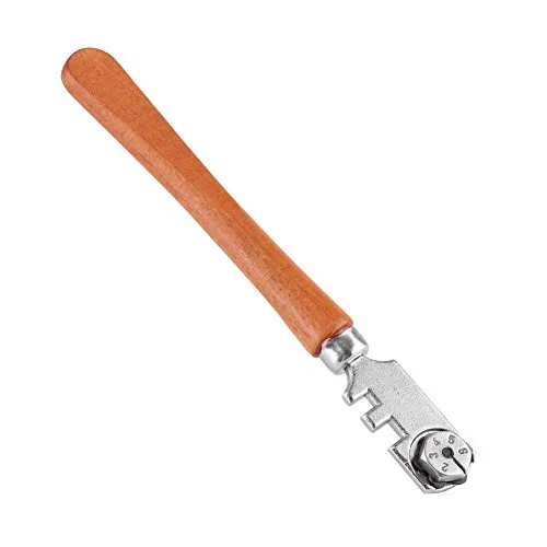 Glasschneider, Professionelle 6 Hartmetall-Schneidräder, Glasschneider, Werkzeuge mit Holzgriff, Metalllegierung, 4–10 Mm, Allgemeines Glasschneide-Set für Glasschneiden, Fliesen, Spiegelmosaik