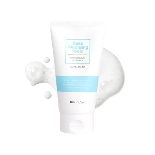BibimCos Face Cleansing Foam Korean Skincare, Hydrating Facial Cleanser mit 8 Hyaluronsäuren, 22 Aminosäuren & Botanical Extracts, Skin Moisture Balance, Geeignet für Den Täglichen Gebrauch, 120ml