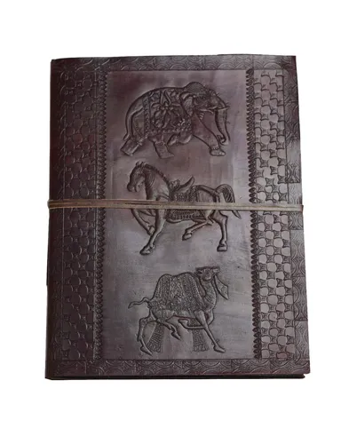 ROOGU Fotoalbum aus Büffelleder - Hochwertiges Fotoalbum mit schwarzem Baumwollpapier, ideal für die goldene Zeit XXL Erinnerungen.