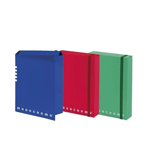 Pigna, Dokumentenmappe D7 einfarbig mit Gummiband, elegantes Design, ideal zum Ordnen von Dokumenten, 25 x 35 x 7 cm, 3 Stück