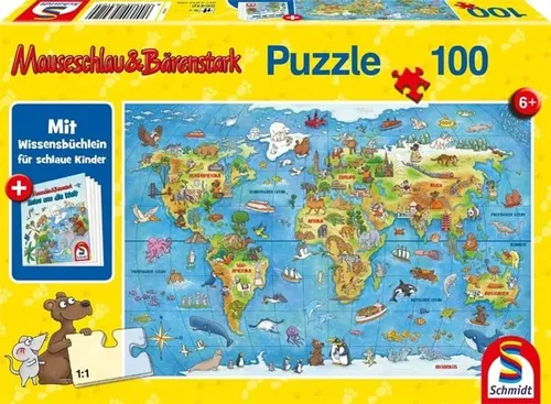 PUZZLE MAUSESCHLAU & BÄRENSTARK: REISE UM 100 T. KINDERPUZZLE SCHMIDT SPIELE NEU