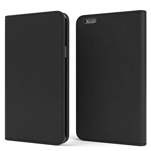EAZY CASE Tasche kompatibel mit iPhone 6 Plus / 6S Plus Vintage Schutzhülle mit Standfunktion Klapphülle im Bookstyle, Handytasche Handyhülle mit Magnetverschluss und Kartenfach, Kunstleder, Schwarz