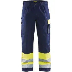Blakläder High Vis Bundhose 1584 1860 - Sicherheitsbundhose in Gelb/Marineblau - Hochwertige Blakläder High Vis Bundhose 1584 1860 mit hervorragendem Tragekomfort. Ideal für den professionellen Einsatz, ausgestattet mit reflektierenden Streifen und praktischen Taschen für optimale Funktionalität.