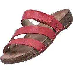 Rieker Damen Pantolette in rot - Gr. 43 - Wanderschuhe aus langlebigem Echtleder mit flexibler, griffiger Laufsohle und bequemen Klettverschluss für optimalen Tragekomfort.