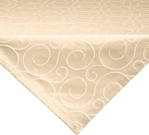 Erwin Müller Mitteldecke, Tischdecke Oberhausen, Jacquard Ranken Sekt Größe 80x80 cm - pflegeleicht, bügelleicht, mit Kuvertsaum
