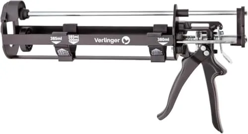 VERLINGER Kartuschenpresse 2K Für Epoxidkleber, Auspresspistole Für Chemischen Anker, Universell Kartuschenpistole Klebstoffe Silikon Acryl, Schubverhältnis 26:1, Kraft 4500N, Aluminium Schwarz Pro