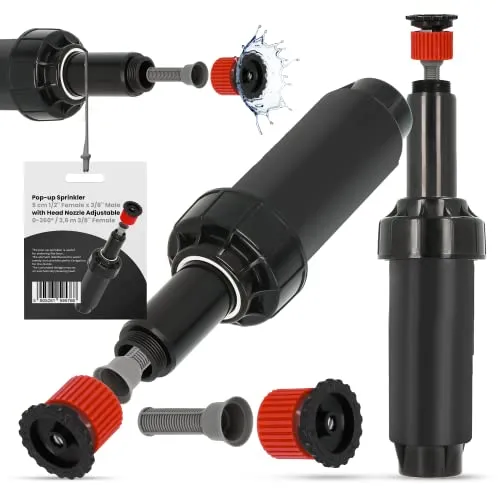 Versenkregner Rasensprenger 5cm Verstellbare Sprinklerdüse 360° 3,6m Universelle Professionelle Bewässerung für Rasenflächen Garten Pflanzbeete Sprinkleranlage Automatischer Sprinklersatz