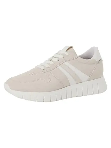 Tamaris 1-23705-44 Damen Sneaker - Sneaker in Beige, mit atmungsaktivem Veloursleder und verstärkter Ferse für optimalen Tragekomfort beim Sport und in der Freizeit.