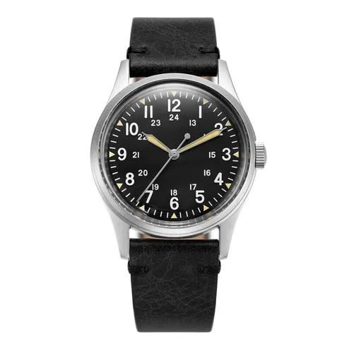 Produktbild Praesidus Jungle Field  Stahl Mecaquarz Leder Schwarz Saphir Militar Herren Uhr