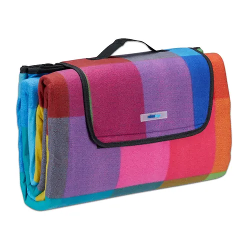 Picknickdecke bunt kariert von Relaxdays