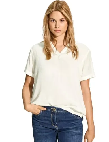 CECIL Klassische Bluse Solid Structure Blouse M (40) - Bluse aus 80% Viskose und 20% Nylon, in elegantem vanilla white, ideal für einen klassischen Look und hohen Tragekomfort.