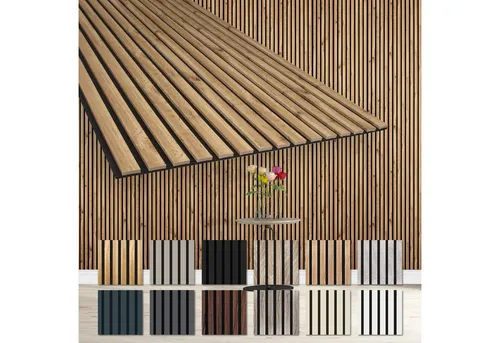 HEXIM Akustikpaneele 2 Stück 278x60cm - Flexible Lamellenwand für optimale Raumakustik - 2 Akustikpaneele (H: 2780 mm, B: 600 mm) aus recyceltem Filz und MDF, verbessern die Raumakustik und bieten vielfältige Montagemöglichkeiten. Modernes Design für Wohnzimmer, Büro oder Ruheraum.