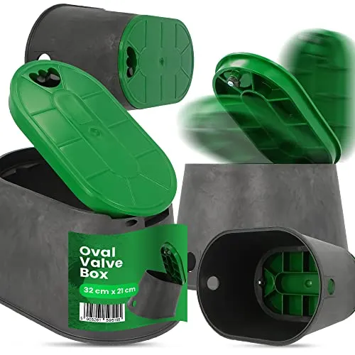 Instalguru Ventilkasten Bewässerung Mit Deckel Ventilbox Garten Ovaler Schacht 32x21cm Tropfbewässerung Ventilkammer Beregnungsventilkasten Hydrantenschutzgehäuse Bewässerungsanlage