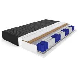 Deine Möbel 24 Taschenfederkernmatratze 160x200 cm, Schwarz, H4, atmungsaktiv - Hochwertige Taschenfederkernmatratze mit 7 Zonen für optimale Körperanpassung. Ideal für Paare, sorgt für ungestörten Schlaf. Atmungsaktiver Bezug, waschbar bei 40°C, geeignet für Allergiker.
