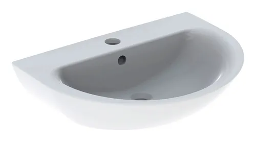 Geberit Renova Waschtisch 70 x 52 cm mit Hahnloch und Überlauf - Waschbecken aus hochwertiger Badkeramik, ideal für moderne Badezimmer mit praktischem mittigen Hahnloch und Überlauf.