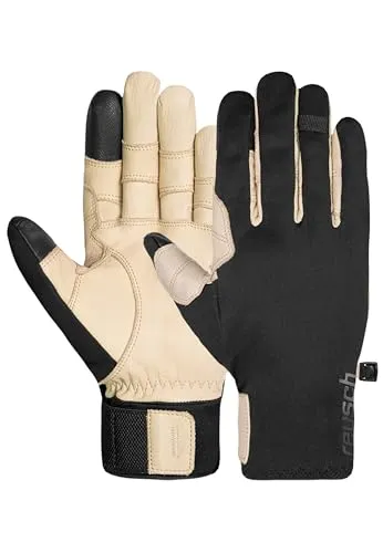 Reusch Track-X Touch-TEC Unisex Alltagshandschuhe – Outdoorhandschuhe für Damen & Herren mit Softshell, Rinderleder, Touchscreen-Funktion, Winddicht, wasserabweisend, verstärkter Griff