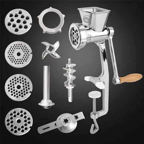 Kitchen Professionals Handfleischwolf aus Edelstahl mit 4 Lochscheiben