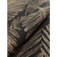 Newroom Vliestapete Schwarz mit Palmenblättern - Tapete für ein tropisches Urlaubsfeeling in Ihrem Zuhause. Die leicht glänzende Mustertapete schafft eine entspannende Atmosphäre und bringt frische Farben in Schlafzimmer, Wohnzimmer oder Küche.