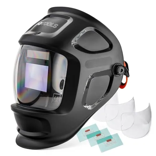 IPOTOOLS X800A Automatik Schweißhelm – True Color Filter mit Echtfarben Sichtfeld, 4 hochwertige Sensoren, Optische Klasse 1/1/1/1 Sichtfeld 100×59mm Volleinstellbar Solar Schweisshelm