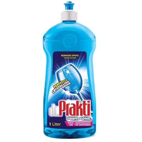 Dr.Prakti Professional Spülmaschinen-Klarspüler 1 l – Streifenfreier Glanz, Schützt Glas und Geschirr vor Mattwerden, Beschleunigt Trocknung, Ideal für Teller, Gläser, Besteck