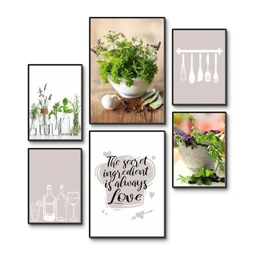 ARTLAND Premium Posterset 6er Set in grau von ARTland